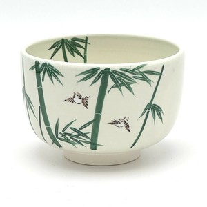 【抹茶碗】京焼抹茶碗 「竹雀」／手描き 日本製 抹茶茶碗 和食器 鳥