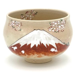 【抹茶碗】京焼抹茶碗 「赤富士山①」／手描き 日本製 抹茶茶碗 和食器