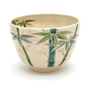 【抹茶碗】京焼抹茶碗 「竹」／手描き 日本製 抹茶茶碗 和食器 花