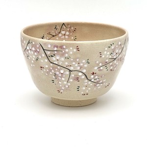 【抹茶碗】京焼抹茶碗 「桜①」／手描き 日本製 抹茶茶碗 和食器 花