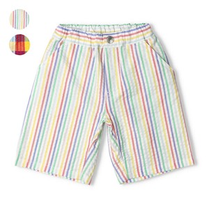 Kids' Short Pant Check Pattern Colorful Stripe 100% Cotton Seersucker 5/10 length