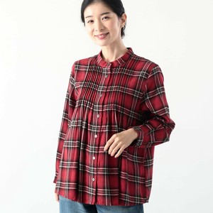 Button Shirt/Blouse Check Pattern Pintucked