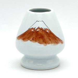 【茶筅直し】京絵付け 「赤富士山」 手描き茶筅くせ直し／茶筅直し 茶筌立て 日本製 抹茶道具 和食器