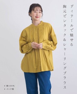 【11月入荷予定】【2025秋冬】胸元シャーリング＆ピンタックブラウス