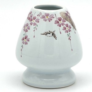 【茶筅直し】京絵付け 「桜雀」 手描き茶筅くせ直し／茶筅直し 茶筌立て 日本製 抹茶道具 和食器 鳥 花