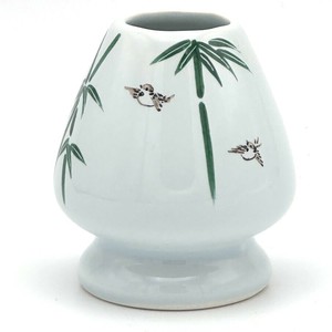 【茶筅直し】京絵付け 「竹雀」 手描き茶筅くせ直し／茶筅直し 茶筌立て 日本製 抹茶道具 和食器 鳥
