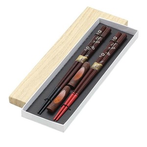 箸　花柄ペア(滑止) 箸置付 4605