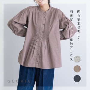 【11月入荷予定】【2025秋冬】前後ピンタック花柄前開きブラウス