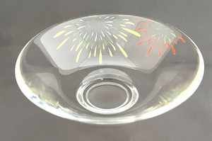【ガラス抹茶茶碗】抹茶碗 京絵付け「花火」／日本製 茶道具屋 夏 クリア 透明 食器
