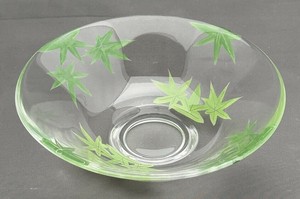 【ガラス抹茶茶碗】抹茶碗 京絵付け「青楓」／日本製 茶道具屋 夏 クリア 透明 食器