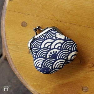 お賽銭用がま口/福猫青海波(青)