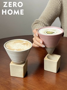 アンティーク手作業セラミックマグ コーヒーカップ ラテアートデザイン 漏斗形状粗陶器