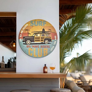 【サイン】ウッディー ラウンド プラーク SURF CLUB CA-RP-537904