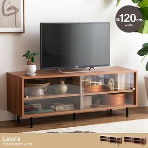 【直送可】【幅120cm】Laura ガラス引き戸テレビ台【送料無料】