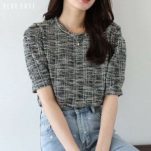2025新作【ツイードパフスリーブトップス】トップス　カットソー　 Tシャツ