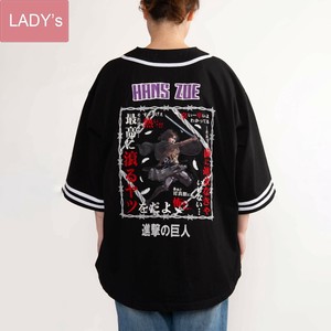 調査兵団ハンジ Ver ビッグシルエットベースボールシャツ［半袖Tシャツ］［プリント］［進撃の巨人］