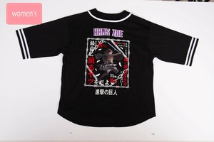 調査兵団ハンジ Ver ビッグシルエットベースボールシャツ［半袖Tシャツ］［プリント］［進撃の巨人］