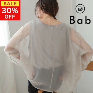 【SALE】再入荷：レイヤードカットソートップス◇身頃は透けず一枚で使えてトレンド感もプラス