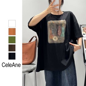 【新作】flower bottlesプリントデザインTシャツ　ゆったり　コットン100　5色展開