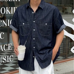 シャツ 半袖 デニム 無地 快適 メンズ ファッション  MBQ2686