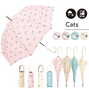 【because ビコーズ】キャッツ 長傘&折りたたみ傘 折傘 晴雨兼用 雨傘 日傘 UVカット 猫 ねこ