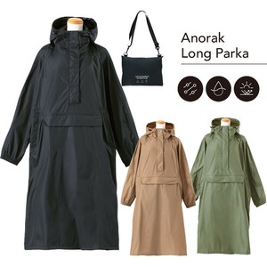 【because ビコーズ】アノラックロングパーカー レインコート 雨合羽 収納バッグ付き UVカット99%以上