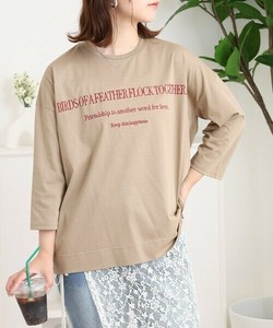 七分袖ロゴ刺繍Tシャツ