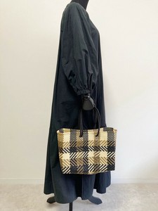 【再入荷】新作★手編みのメルカドバッグ 横長（M）-ブラウン系（H)