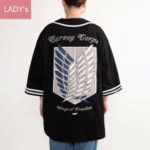 調査兵団紋章 ビッグシルエットベースボールシャツ［半袖Tシャツ］［プリント］［進撃の巨人］