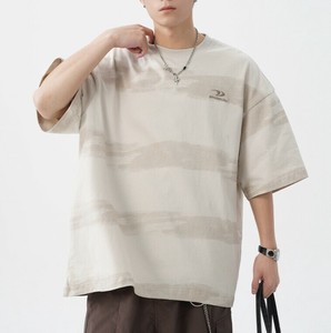 Tシャツ 半袖 ラウンドネック ストライプ  ゆったり 快適 メンズ ファッション  MBQ2691