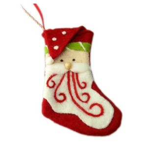 【クリスマスオーナメント】ソックスサンタ　ウール｜羊毛｜靴下｜クリスマスツリー｜デコレーション｜雑貨