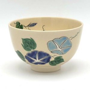 ［受注販売］【抹茶碗】京絵付け抹茶碗 「朝顔」／手描き 日本製 抹茶茶碗  花