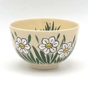 ［受注販売］【抹茶碗】京絵付け抹茶碗 「スイレン」／手描き 日本製 抹茶茶碗 和食器 花