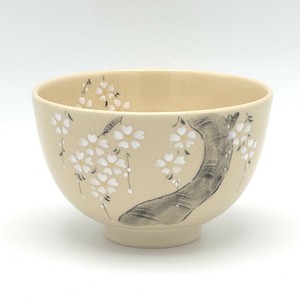 ［受注販売］【抹茶碗】京絵付け抹茶碗 「サクラ」／手描き 日本製 抹茶茶碗 和食器 花