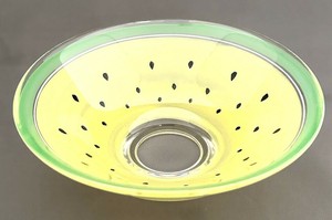 ［受注販売］【ガラス抹茶茶碗】抹茶碗 京絵付け「スイカ黄」／日本製 茶道具屋 夏 クリア 透明 食器