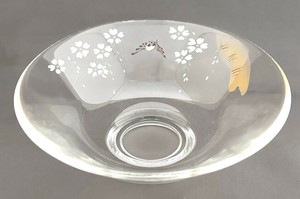 ［受注販売］【ガラス抹茶茶碗】抹茶碗 京絵付け「桜雀」／日本製 茶道具屋 夏 クリア 透明 食器