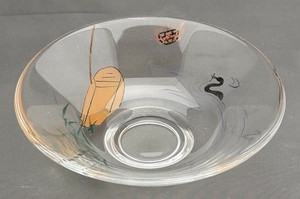 ［受注販売］【ガラス抹茶茶碗】抹茶碗 京絵付け「鵜飼」／日本製 茶道具屋 夏 クリア 透明 食器
