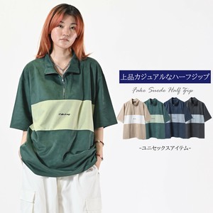 T-shirt Short Sleeve Half Zipper Switching
