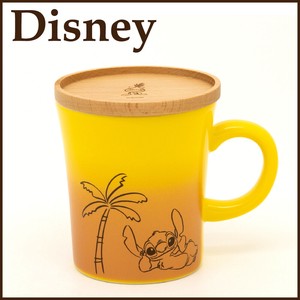 【ディズニー】3335 木蓋付きマグ（イエロー）〈スティッチ〉※在庫数お問い合わせください