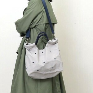 2025新作【COOCO】星柄刺繍軽量2WAY トートバッグ ショルダーバッグ