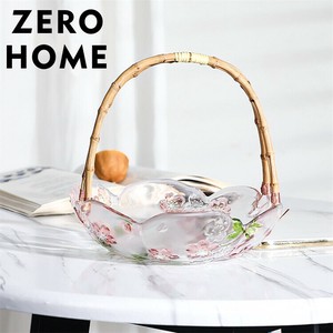手作り竹製フルーツプレート 桜デザイン 槌目加工 おしゃれ収納カゴ/撮影用小物 和モダンインテリア