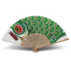 プリント扇子 こい屋鯉 緑 668285