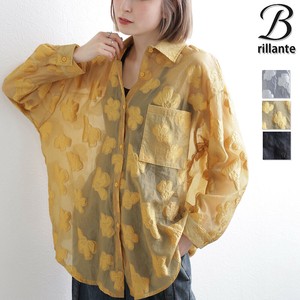 フラワー刺繍　シアーシャツブラウス　アウター羽織　2025aw新作 BRILLANTE東京（199836）