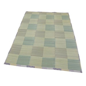 大島屋 い草ふっくらラグ 唐草市松 グレー 180x230cm