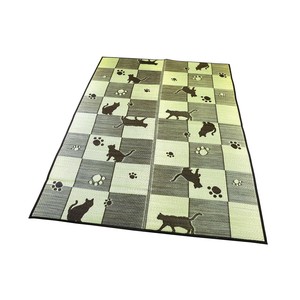 大島屋 い草ラグ キューブキャット ブラック 180x230cm