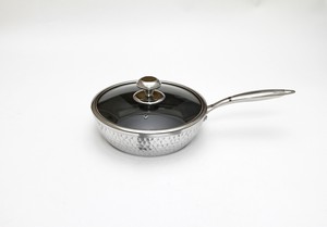 谷口金属 H75 磨き 槌目鍛造 IH対応 ガラス蓋付 深型フライパン 24cm