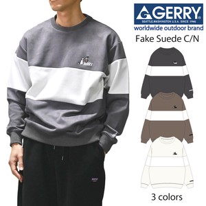 【2025AW新作】GERRY 裏起毛 ストレッチ カットスエード 切替 胸刺繍 クルーネック