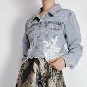 Jacket Flower Denim Jacket Bijoux Sheer
