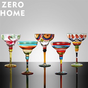 手描きマルガリータグラス 水晶ガラス カクテル専用 家庭用高脚杯