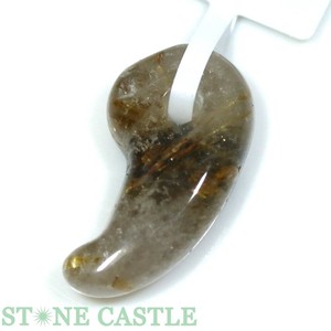 ☆一点物☆【置き石】勾玉 太陽タイチンルチルクォーツ 約12x22mm No.01 【天然石 パワーストーン】